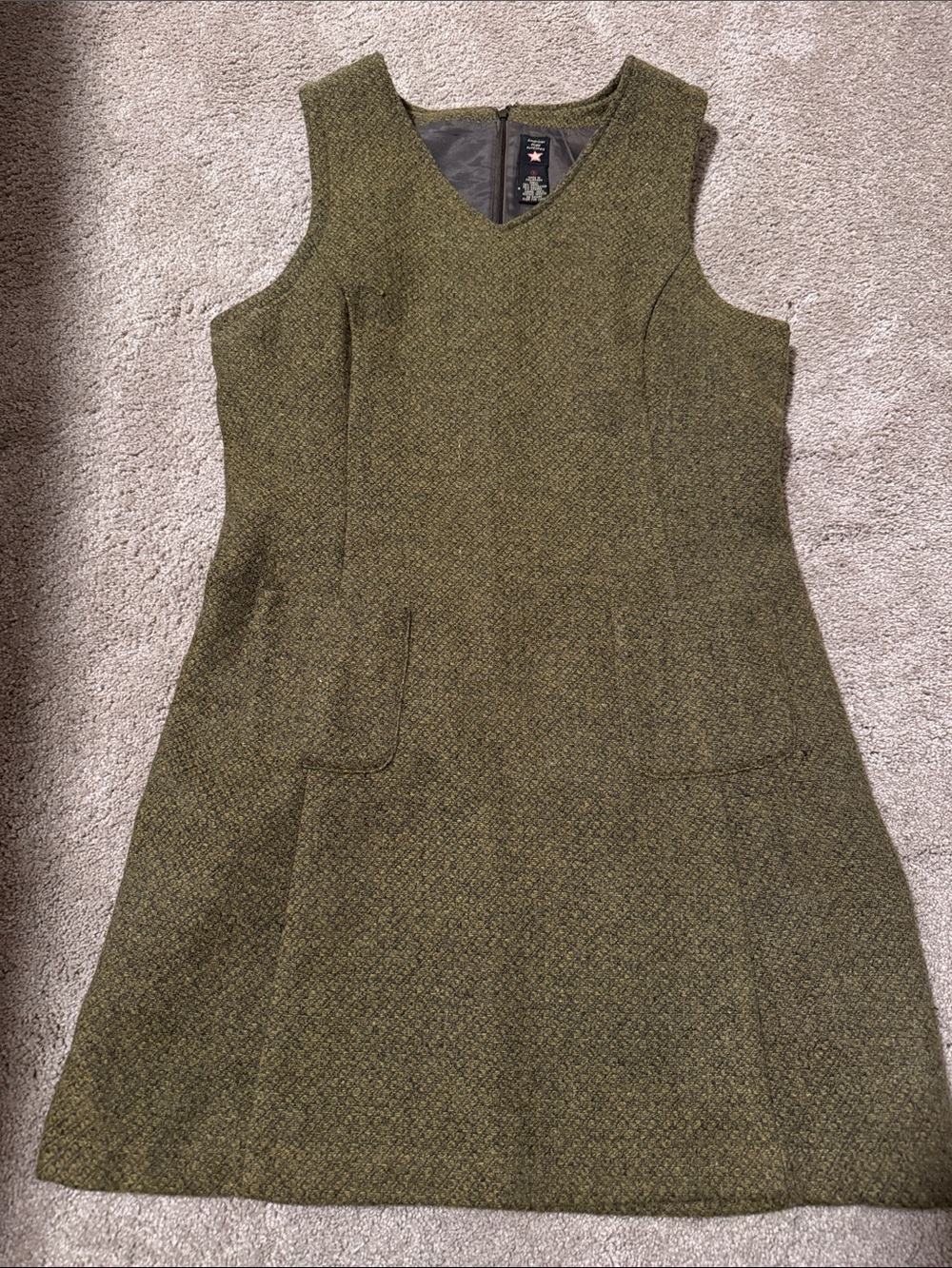 American Eagle Outfitters Olive Green Wool Dress from the 90s